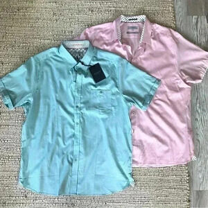 Ted Baker mens pink and light blue short sleeve button down shirts